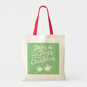 Cute Deer Deer Christmas Typography Pun Tote Bag