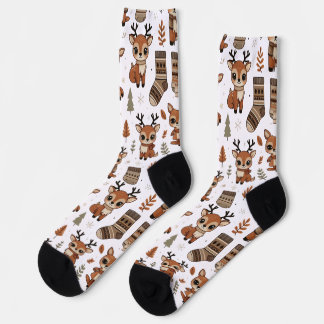 Cute Deer Fall Socks – Cosy Leaf Pattern Design