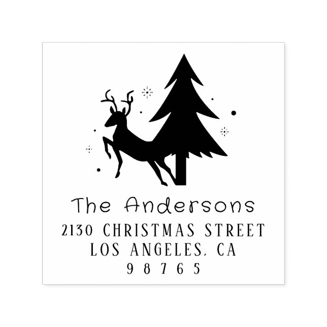 Cute Deer Family Name Return Address Self-inking Stamp (Design)