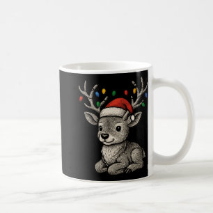 Cute Deer Fawn Fairy Lights Antlers Xmas Christmas Coffee Mug