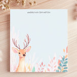 Cute Deer Fawn with Antlers Personalised Name Notepad<br><div class="desc">Add a touch of woodland whimsy to your notes with this adorable, personalised notepad. A sweet fawn with prominent antlers stands amidst a soft arrangement of pastel foliage. The light, muted background enhances the gentle, natural feel. Customise this notepad with your own text. Ideal for nature lovers, kids, or anyone...</div>