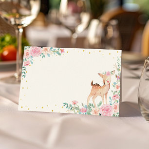 Cute Deer Floral Food Tent Place Card