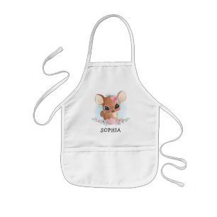 Cute Deer Floral Kids Apron