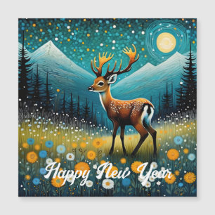 Cute Deer Flowers Meadow Fantasy