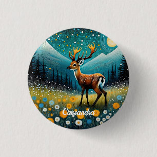 Cute Deer Flowers Meadow Fantasy 3 Cm Round Badge