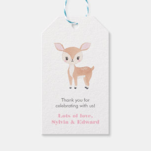 Cute Deer Girl Baby Shower Favour Tags