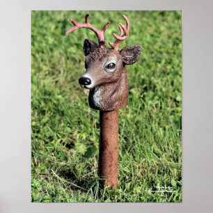 Cute Deer Head Lawn Ornament Poster Print