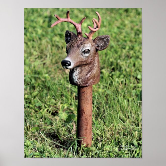 Cute Deer Head Lawn Ornament Poster Print (Front)