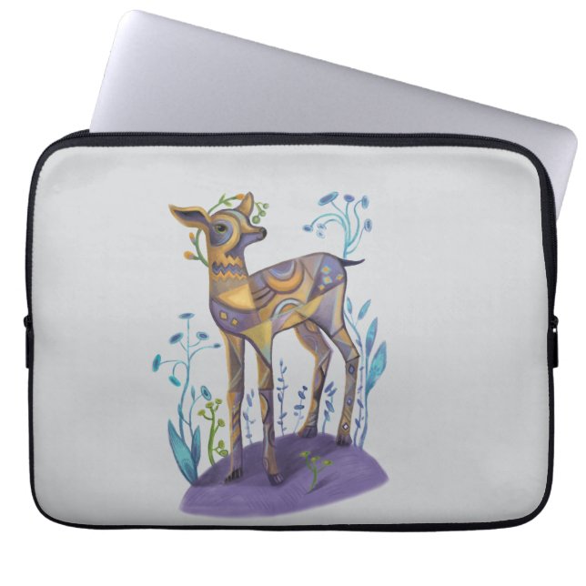 cute deer illustration laptop sleeve (Front)