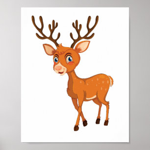 Cute Deer Illustration   Printable Poster&Sticker Poster