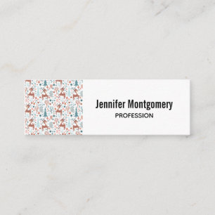 Cute Deer in Whimsical Forest Pattern Mini Business Card