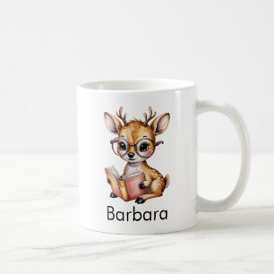 Cute Deer Reading a Book Custom Coffee Mug