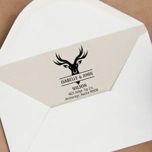 Cute Deer Return Address Family   Rubber Stamp