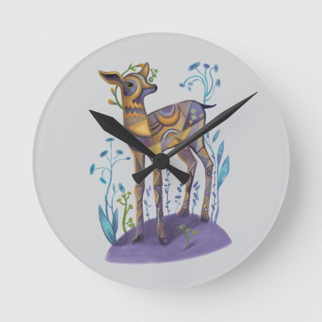 cute deer  round clock (Front)