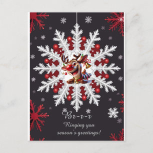 ✨ Cute Deer Snowflake Ornament Festive Red Christm Postcard