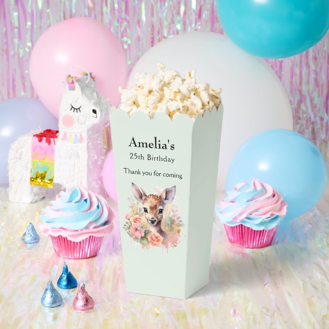 Cute Deer Surrounded By Roses Birthday Thank You Favour Box (Party)