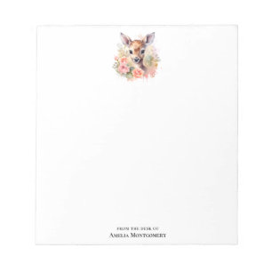 Cute Deer Surrounded By Roses Notepad