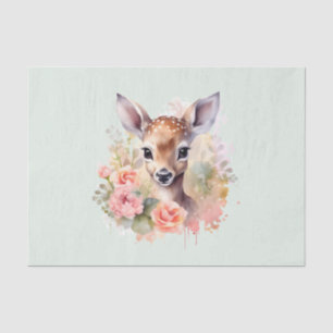 Cute Deer Surrounded By Roses Tissue Paper