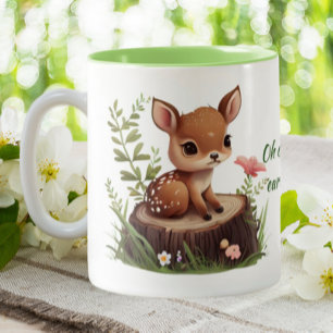 Cute Deer "Too early for this" personalised Two-Tone Coffee Mug