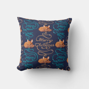 Cute Deer Typography New Year Merry Christmas Cushion