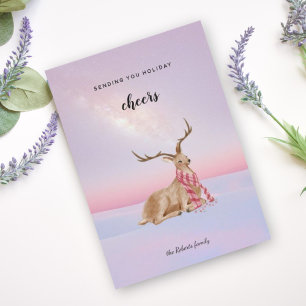 Cute deer winter snow dunes merry Christmas  Holiday Card