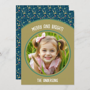 Cute deer with Christmas trees and snowflakes Holiday Card