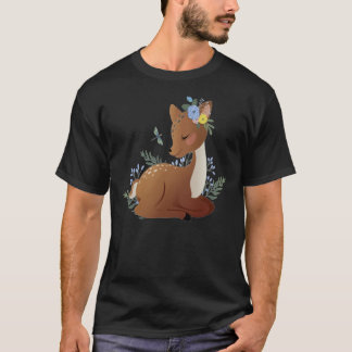cute deer with flowers for kids  Essential T-Shirt
