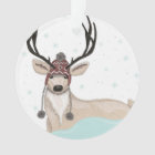 Cute Deer With Hat Winter Background