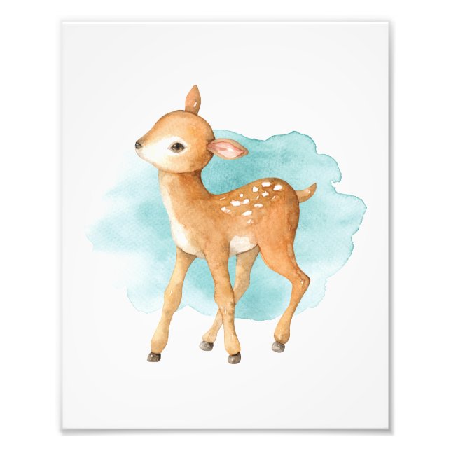 Cute Deer Woodland Baby Shower Animal Birthday Photo Print (Front)