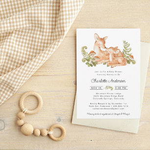 Cute Deer Woodland Baby Shower Themed  Invitation