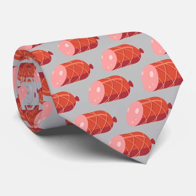 Cute deli salami tiled pattern food tie (Rolled)