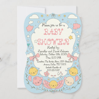 Cute Delicate Baby Shower Invitation