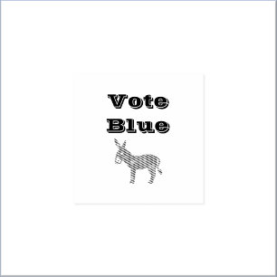 Cute Democratic Donkey & Hearts VOTE BLUE Rubber Stamp