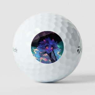 Cute Demon Anime Girl in the Rain Golf Balls