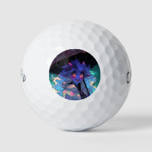Cute Demon Anime Girl in the Rain Golf Balls