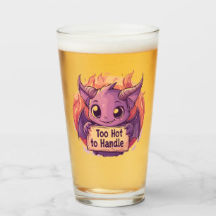Cute Demon Holding a "Too Hot to Handle" Sign Glass