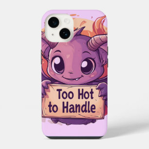 Cute Demon Holding a "Too Hot to Handle" Sign iPhone 14 Case