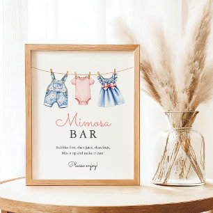 Cute Denim Blue Jean Girl Mimosa Bar Poster