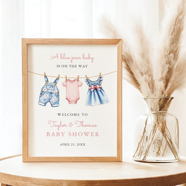 Cute Denim Blue Jean Girl Welcome Sign Poster (Creator Uploaded)