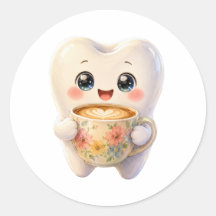 Cute Dental Coffee Lover Kawaii Character 