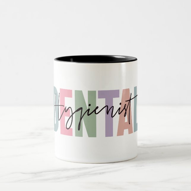  Cute Dental Hygienist Two-Tone Coffee Mug (Center)