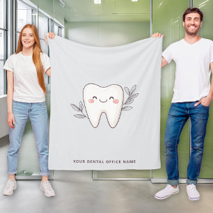 Cute Dental Office Personalized Grey Fleece Blanket
