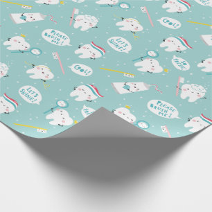 Cute Dental pattern blue Brush your Teeth Wrapping Paper