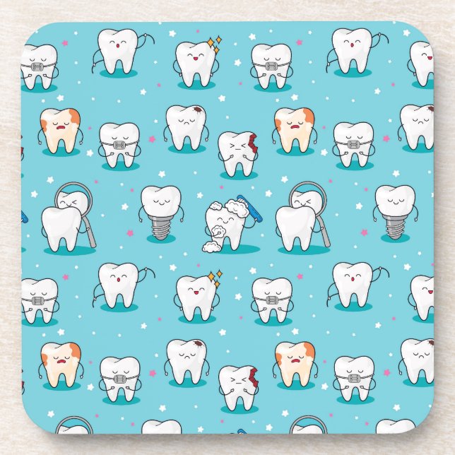 Cute Dental Pattern Coaster (Front)
