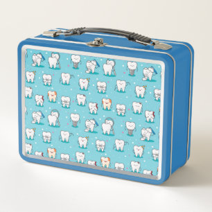 Cute Dental Pattern Metal Lunch Box