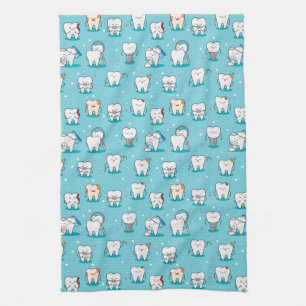 Cute Dental Pattern Tea Towel