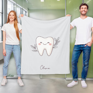 Cute Dental Personalized Grey Fleece Blanket