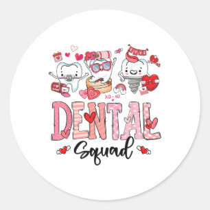 Cute Dental Squad Happy Valentine's Day  Classic Round Sticker