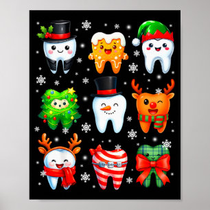 Cute Dental Tooth Snowman Christmas Xmas Men Women Poster