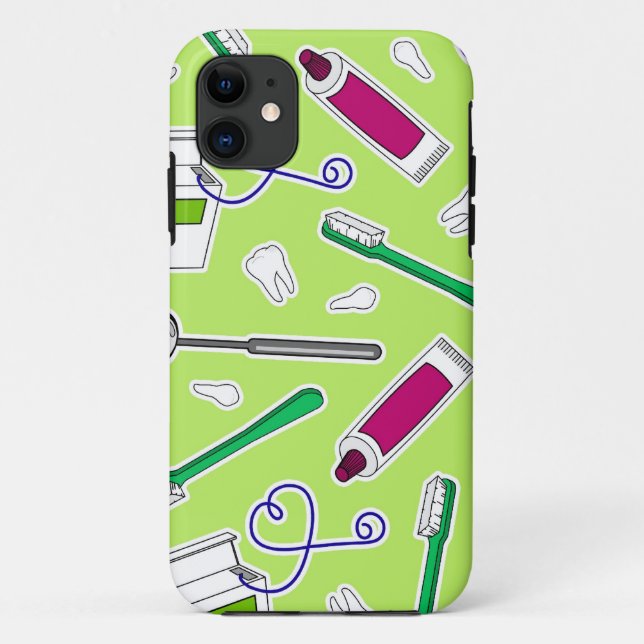 Cute Dentist / Dental Hygienist Love Green Purple Case-Mate iPhone Case (Back)